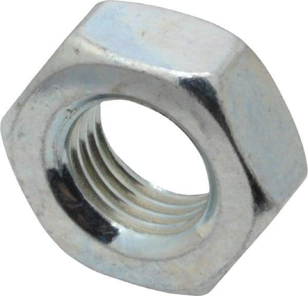 Value Collection - 3/8-24 UN Steel Right Hand Machine Screw Hex Nut - 5/8" Across Flats, 0.257" High, Zinc-Plated Finish, 2B Class of Fit - All Tool & Supply