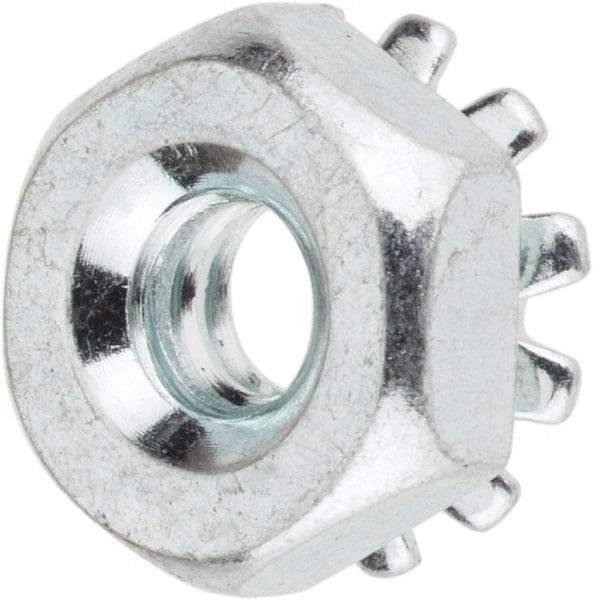 Value Collection - #6-32, Zinc Plated, Steel Hex Nut with External Tooth Washer - 11/32" Washer Diam, 5/16" Width Across Flats - All Tool & Supply