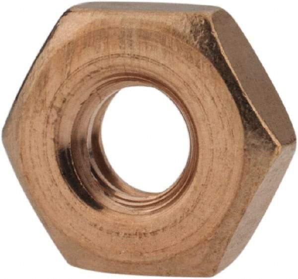 Value Collection - #10-24 UNC Silicon Bronze Right Hand Machine Screw Hex Nut - 3/8" Across Flats, 1/8" High, Uncoated - All Tool & Supply