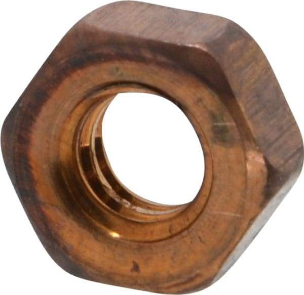 Value Collection - 1/4-20 UN Silicon Bronze Right Hand Machine Screw Hex Nut - 7/16" Across Flats, 3/16" High, Uncoated - All Tool & Supply