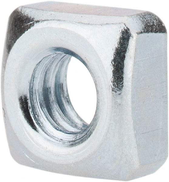 Value Collection - 1/4-20 Steel Square Nut - Zinc Plated, 7/16" Square Width x 7/32" Overall Height - All Tool & Supply