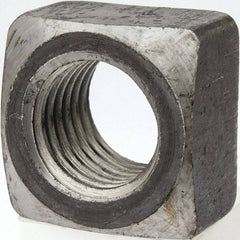 Value Collection - 1-1/8-7 Steel Square Nut - Uncoated, 1-11/16" Square Width x 1" Overall Height - All Tool & Supply