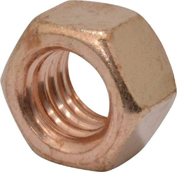 Value Collection - 3/8-16 UNC Silicon Bronze Right Hand Hex Nut - 9/16" Across Flats, 21/64" High, Uncoated - All Tool & Supply