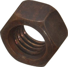 Value Collection - 1/2-13 UNC Silicon Bronze Right Hand Hex Nut - 3/4" Across Flats, 7/16" High, Uncoated - All Tool & Supply