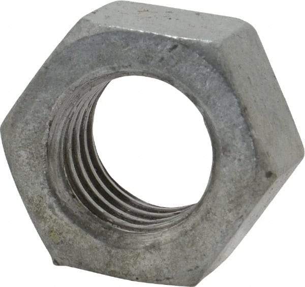 Value Collection - 1/2-13 UNC Steel Right Hand Hex Nut - 3/4" Across Flats, 7/16" High, Hot Dipped Galvanized Finish - All Tool & Supply