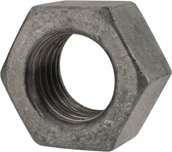 Value Collection - 7/8-9 UNC Steel Right Hand Hex Nut - 1-5/16" Across Flats, 3/4" High, Hot Dipped Galvanized Finish - All Tool & Supply