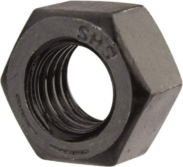 Value Collection - 9/16-12 UNC Steel Right Hand Hex Nut - 7/8" Across Flats, 31/64" High, Black Oxide Finish - All Tool & Supply