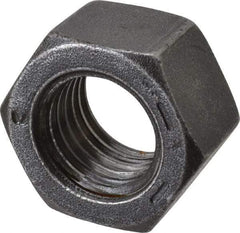 Value Collection - 1-8 UNC Steel Right Hand Hex Nut - 1-1/2" Across Flats, 55/64" High, Black Oxide Finish - All Tool & Supply