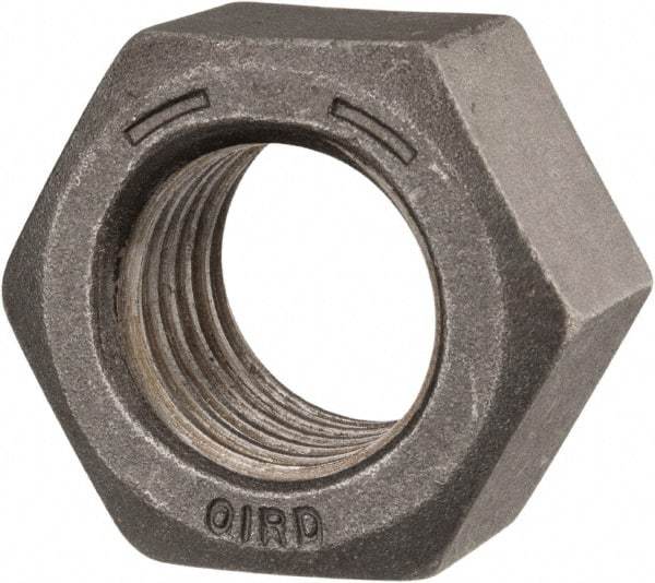 Value Collection - 1-1/8 - 7 UNC Steel Right Hand Hex Nut - 1-11/16" Across Flats, 31/32" High, Black Oxide Finish - All Tool & Supply