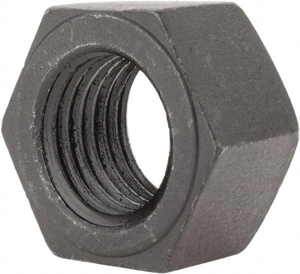 Value Collection - 1-1/2 - 6 UNC Steel Right Hand Hex Nut - 2-1/4" Across Flats, 1-9/32" High, Black Oxide Finish - All Tool & Supply