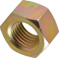 Value Collection - 1-1/4 - 7 UNC Steel Right Hand Hex Nut - 1-7/8" Across Flats, 1-1/16" High, Zinc Yellow Dichromate Finish - All Tool & Supply