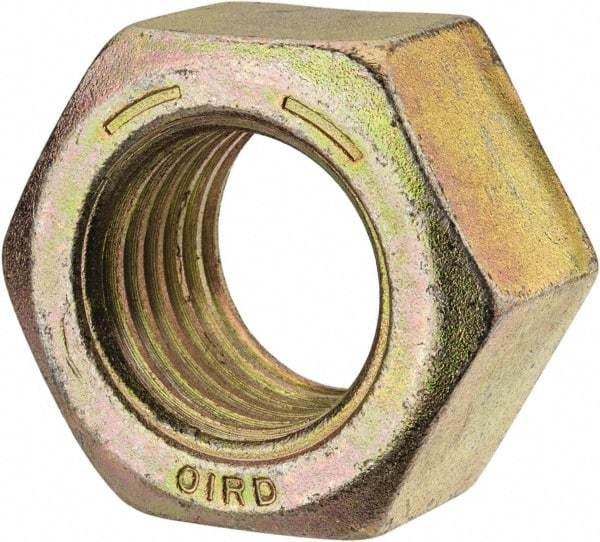 Value Collection - 1-3/8 - 6 UNC Steel Right Hand Hex Nut - 2-1/16" Across Flats, 1-11/64" High, Zinc Yellow Dichromate Finish - All Tool & Supply