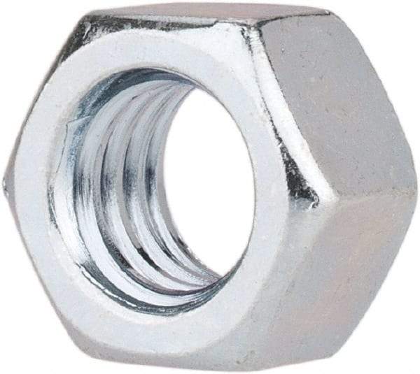 Value Collection - 3/8-16 UNC Steel Right Hand Hex Nut - 9/16" Across Flats, 21/64" High, Zinc-Plated Finish - All Tool & Supply