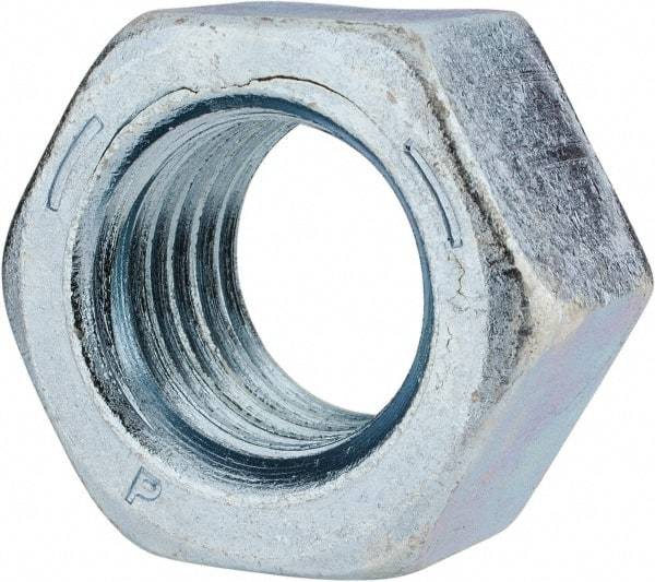 Value Collection - 1-1/8 - 7 UNC Steel Right Hand Hex Nut - 1-11/16" Across Flats, 31/32" High, Zinc-Plated Finish - All Tool & Supply