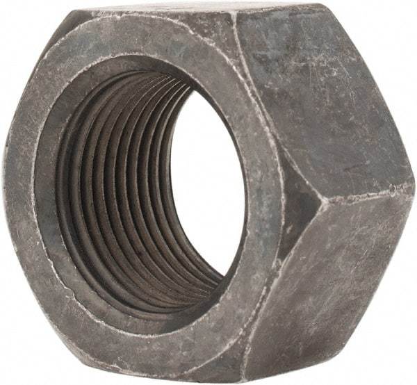 Value Collection - 1-14 UNS Steel Right Hand Hex Nut - 1-1/2" Across Flats, 55/64" High, Black Oxide Finish - All Tool & Supply