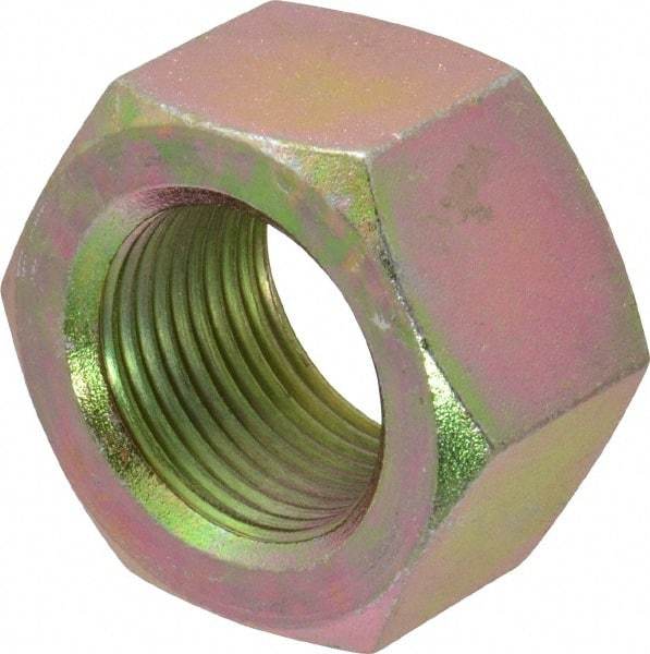 Value Collection - 1-1/8 - 12 UNF Steel Right Hand Hex Nut - 1-11/16" Across Flats, 31/32" High, Zinc Yellow Dichromate Finish - All Tool & Supply