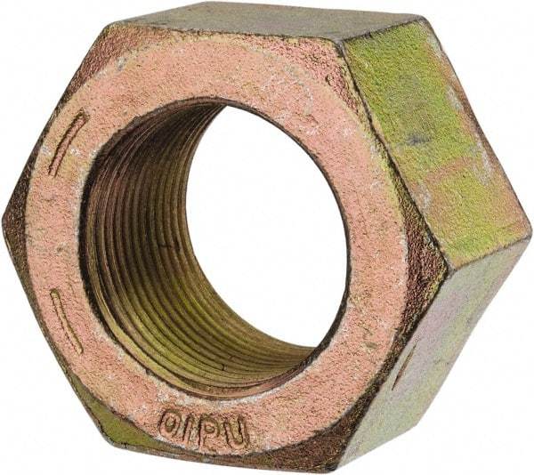 Value Collection - 1-3/8 - 12 UN Steel Right Hand Hex Nut - 2-1/16" Across Flats, 1-11/64" High, Zinc Yellow Dichromate Finish - All Tool & Supply