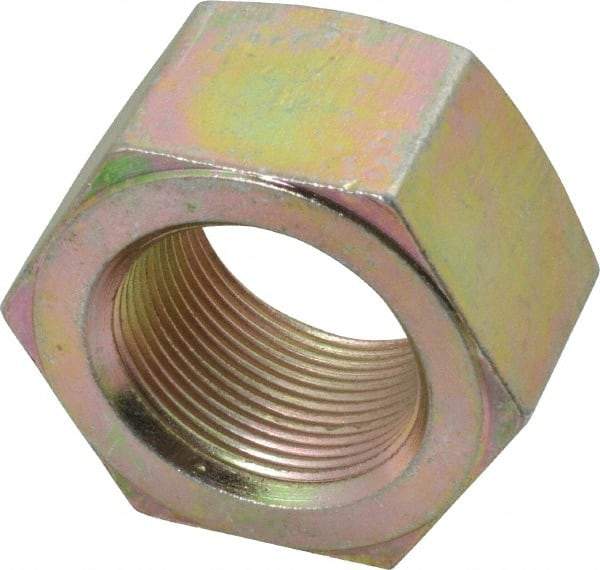 Value Collection - 1-1/2 - 12 UN Steel Right Hand Hex Nut - 2-1/4" Across Flats, 1-9/32" High, Zinc Yellow Dichromate Finish - All Tool & Supply