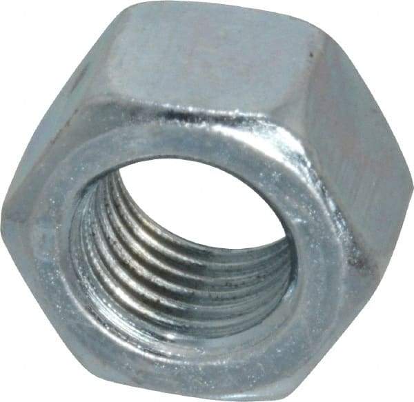 Value Collection - 3/8-24 UN Steel Right Hand Hex Nut - 9/16" Across Flats, 21/64" High, Zinc-Plated Finish - All Tool & Supply