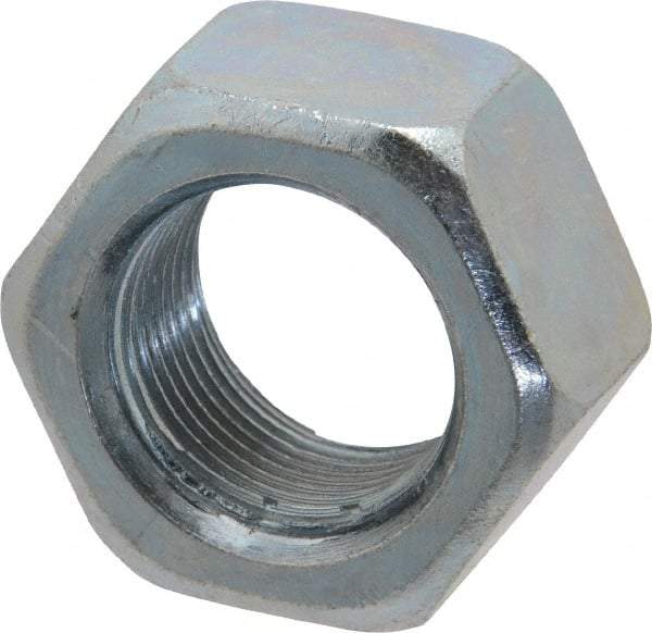 Value Collection - 1-14 UNF Steel Right Hand Hex Nut - 1-1/2" Across Flats, 0.8594" High, Zinc-Plated Finish - All Tool & Supply