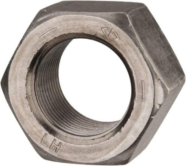 Value Collection - 1-14 UNF Steel Left Hand Hex Nut - 1-1/2" Across Flats, 55/64" High, Uncoated - All Tool & Supply