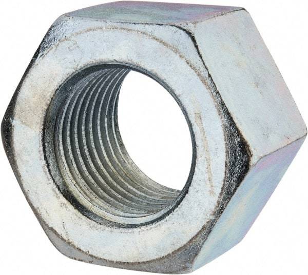 Value Collection - 2-1/2 - 4 UNC Steel Right Hand Heavy Hex Nut - 3-1/2" Across Flats, 2-13/64" High, Zinc Clear Finish - All Tool & Supply