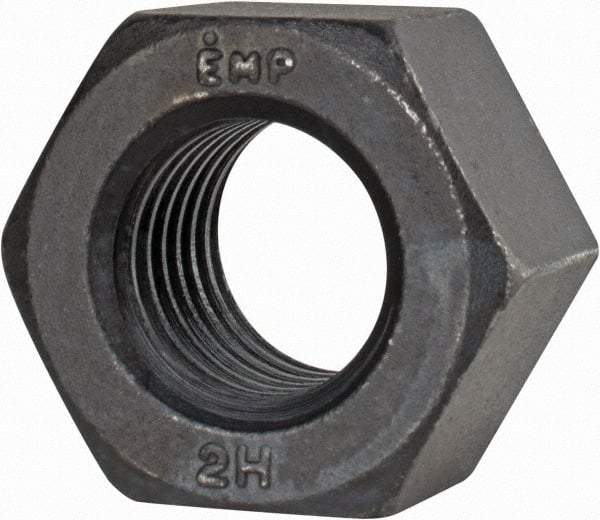 Value Collection - 1-1/8 - 7 UNC Steel Right Hand Heavy Hex Nut - 1-13/16" Across Flats, 1-7/64" High, Uncoated, 2B Class of Fit - All Tool & Supply