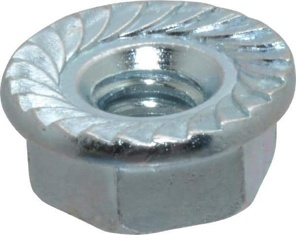 Value Collection - #10-24, 1/2" Flange Diam, Serrated Flange Nut - Grade Grade 2 Steel, Zinc-Plated Finish, 7/32" Flange Height - All Tool & Supply