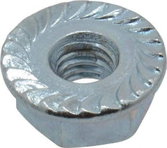 Value Collection - #10-32, 1/2" Flange Diam, Serrated Flange Nut - Grade Grade 2 Steel, Zinc-Plated Finish, 7/32" Flange Height - All Tool & Supply