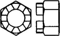 Value Collection - 7/8-14 UNF Grade 5 Steel Castle Locknut - 1-5/16" Width Across Flats, 29/32" High, Uncoated - All Tool & Supply