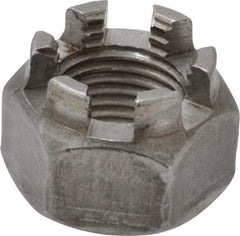 Value Collection - 1/2-20 UNF Grade 5 Steel Castle Locknut - 3/4" Width Across Flats, 9/16" High, Uncoated - All Tool & Supply