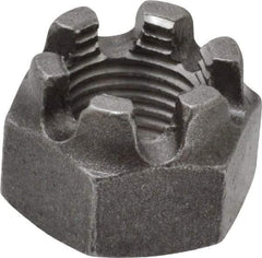 Value Collection - 9/16-18 UNF Grade 5 Steel Castle Locknut - 7/8" Width Across Flats, 39/64" High, Uncoated - All Tool & Supply