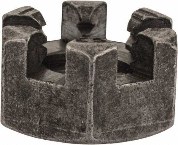 Value Collection - 3/8-16 UNC Grade 2 Steel Slotted Locknut - 9/16" Width Across Flats, 21/64" High, Uncoated - All Tool & Supply