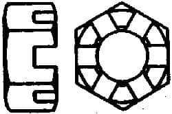 Value Collection - 1/4-28 UNF Grade 2 Steel Slotted Locknut - 7/16" Width Across Flats, 7/32" High, Uncoated - All Tool & Supply