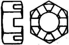 Value Collection - 7/16-20 UNF Grade 2 Steel Slotted Locknut - 11/16" Width Across Flats, 3/8" High, Uncoated - All Tool & Supply