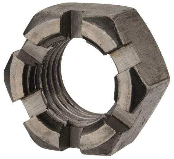 Value Collection - 7/8-9 UNC Grade 2 Steel Slotted Locknut - 1-5/16" Width Across Flats, 3/4" High, Uncoated - All Tool & Supply