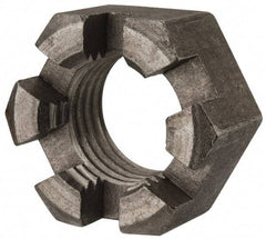 Value Collection - 1-1/4 - 7 UNC Grade 2 Steel Slotted Locknut - 1-7/8" Width Across Flats, 1-1/16" High, Uncoated - All Tool & Supply