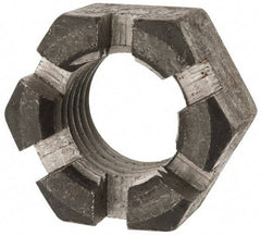 Value Collection - 1-3/8 - 6 UNC Grade 2 Steel Slotted Locknut - 4-1/2" Width Across Flats, 2-37/64" High, Uncoated - All Tool & Supply