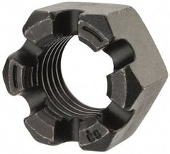 Value Collection - 1-3/4 - 5 UNC Grade 2 Steel Slotted Locknut - 2-5/8" Width Across Flats, 1-1/2" High, Uncoated - All Tool & Supply