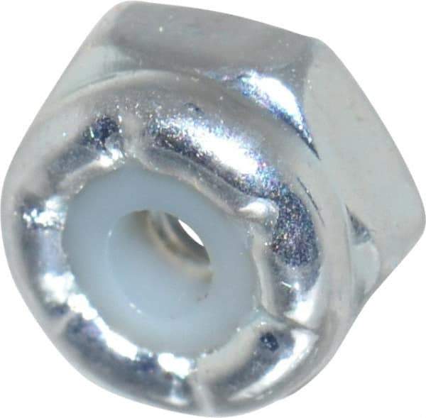 Value Collection - #2-56 UNC Grade 2 Hex Lock Nut with Nylon Insert - 1/4" Width Across Flats, 5/32" High, Zinc-Plated Finish - All Tool & Supply