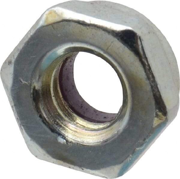 Value Collection - 1/4-20 UNC Grade 2 Hex Jam Lock Nut with Nylon Insert - 7/16" Width Across Flats, 7/32" High, Zinc-Plated Finish - All Tool & Supply