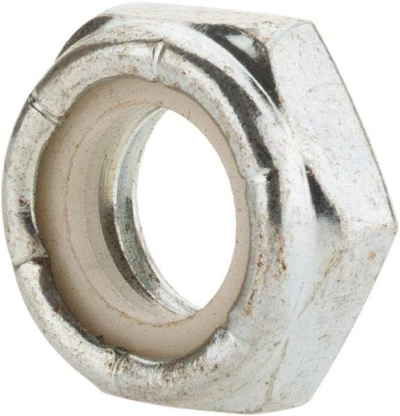 Value Collection - 9/16-12 UNC Grade 2 Hex Jam Lock Nut with Nylon Insert - 7/8" Width Across Flats, 23/64" High, Zinc-Plated Finish - All Tool & Supply