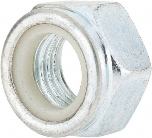 Value Collection - M20x2.50 Metric Coarse Grade 8 Hex Lock Nut with Nylon Insert - 20mm High, Zinc-Plated Finish - All Tool & Supply