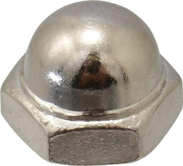 Value Collection - #8-32 UNC, 5/16" Width Across Flats, Nickel Plated, Steel Acorn Nut - 1/4" Overall Height, Grade 2 - All Tool & Supply