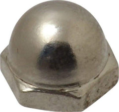 Value Collection - #10-32 UNF, 3/8" Width Across Flats, Nickel Plated, Steel Acorn Nut - 11/32" Overall Height, Grade 2 - All Tool & Supply