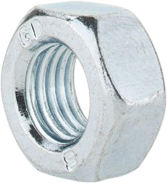 Value Collection - M8x1.00 Metric Fine Steel Right Hand Hex Nut - 13mm Across Flats, 6.5mm High, Zinc-Plated Finish - All Tool & Supply