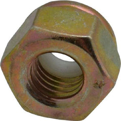 Value Collection - 1/4-28 UNF Grade 8 Hex Lock Nut with Nylon Insert - 7/16" Width Across Flats, 19/64" High, Zinc Yellow Dichromate Finish - All Tool & Supply