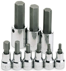 SK - 9 Piece 3/8 & 1/2" Drive Inch Hex Bit Socket Set - 5/32 to 5/8" Hex - All Tool & Supply