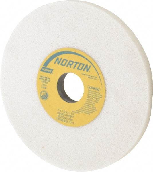 Norton - 7" Diam x 1-1/4" Hole x 1/2" Thick, H Hardness, 60 Grit Surface Grinding Wheel - Aluminum Oxide, Type 1, Medium Grade, 3,600 Max RPM, Vitrified Bond, No Recess - All Tool & Supply