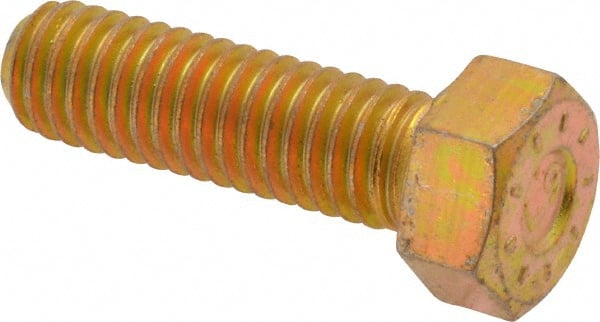 Hex Head Cap Screw: 3/8-16 x 1-1/4″, Grade L9 Steel, Zinc Yellow Dichromate Finish Fully Threaded